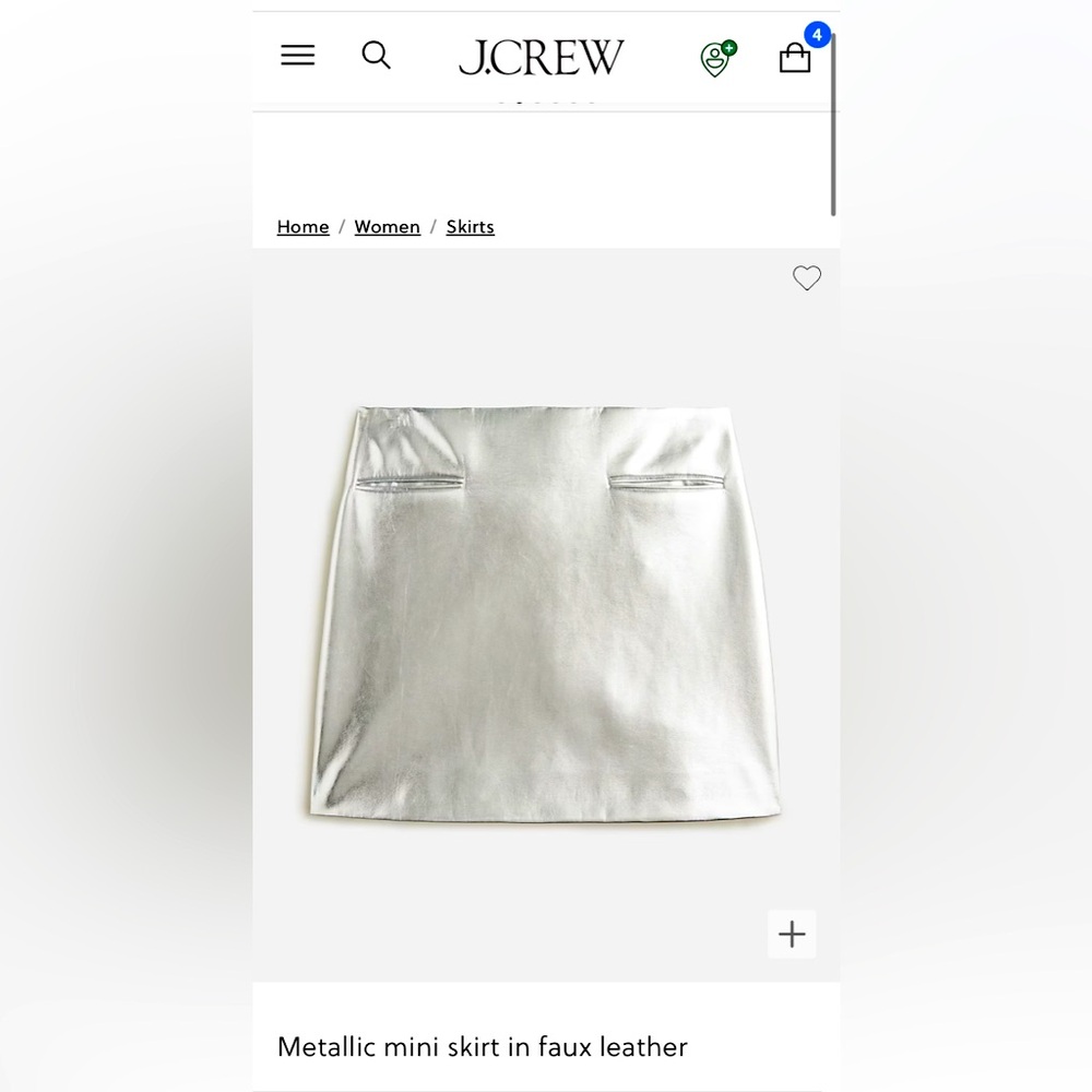 J Crew Metallic mini skirt size 2 NWT